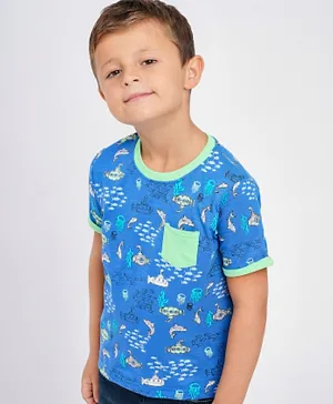 Babyhug Half Sleeves Printed T-Shirt - Blue