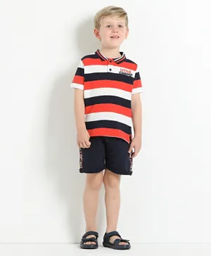 Babyhug Half Sleeves Striped Tee & Shorts - Multicolour