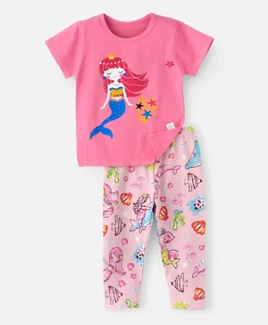 Babyqlo Mermaid Graphic Pyjama Set - Pink