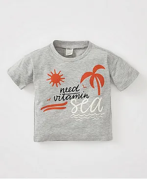 DeFacto Need Vitamin Sea Printed Tee - Grey