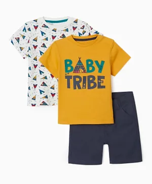 Zippy Tribe Graphic T-Shirt & Shorts Set - Multicolor