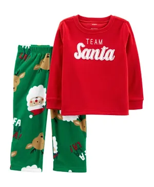 Carter's 2-Piece Santa Cotton & Fleece PJs - Red