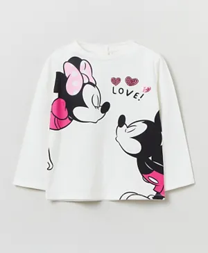 OVS Disney Minnie & Mickey Mouse Love Graphic T-Shirt - White
