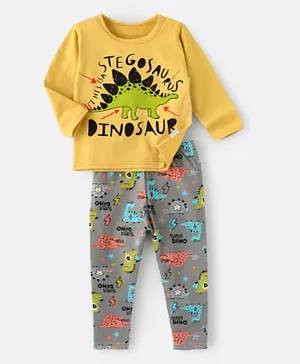 Babyqlo Dinosaur Graphic Pyjama Set - Yellow