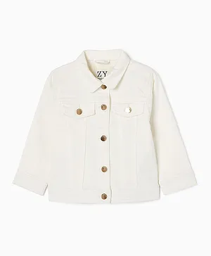 Zippy Front Button Jacket - White