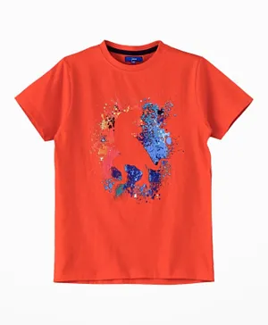 Jam Cotton Short Sleeves Dino Graphic T-Shirt - Red