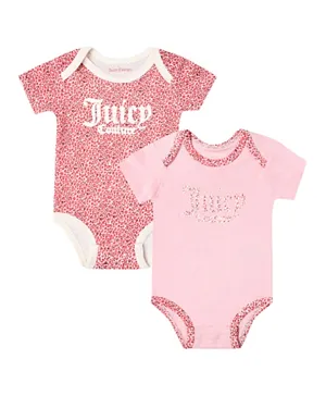 Juicy Couture 2-Pack Leopard Print Bodysuits - Pink