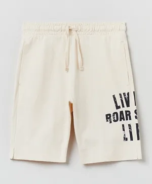 OVS Letters Printed Shorts - Off White