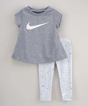Nike Swoosh Pop Tee with Leggings Set - Grey