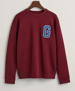 Gant G Patch Relaxed Fit Sweatshirt - Maroon
