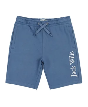 Jack Wills Logo Embroidered Fleece Shorts - Blue