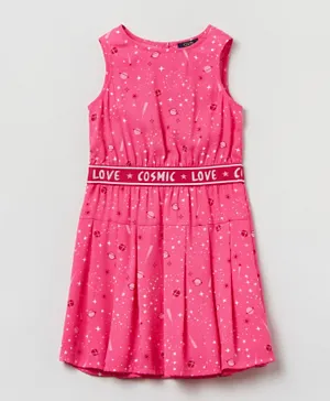 OVS Universe All Over Print Sleeveless Dress - Pink