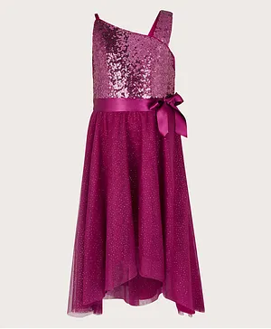 Monsoon Children Sequin One-Shoulder Dress - Raspberry