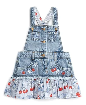 Original Marines Embroidered Flower and Cherry Theme Dungaree - Blue