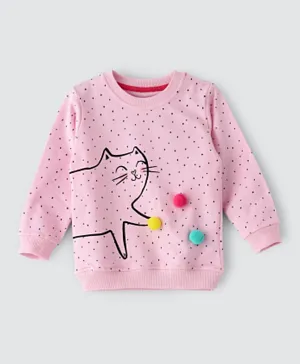 Lamar Kids Cat Print Sweatshirt - Pink