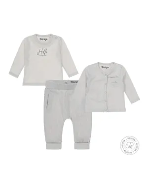 Dirkje Bio Cotton 3 Piece Babysuit Set - Light Grey