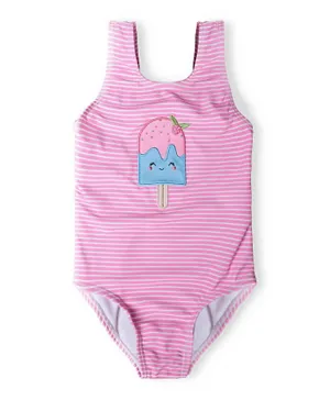Minoti Ice Cream Patched & Striped Swimsuit - Pink