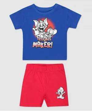 Zarafa Tom & Jerry Trouble Maker Graphic T-Shirt & Shorts Set - Blue