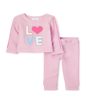 The Children's Place Love Graphic T-Shirt & Pants Set - Pink