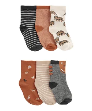 Carter's 6 Pack Dinosaur Cozy Socks - Multicolor