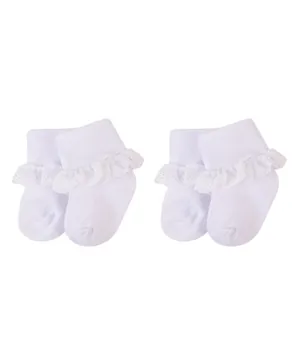 Hudson Childrenswear 2-Pack Socks With Lace Trim - White
