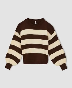 DeFacto Stripe Sweater - Brown