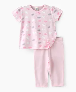 Tiny Hug Cloud Printed Pyjama Set - Pink