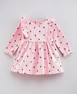 Babybol Baby Full Sleeves Dress - Pink