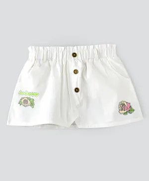 Jelliene Woven Three Button Skirt With Pockets - White
