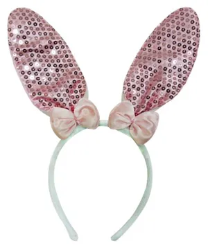 Party Magic Bunny Headband With Sequins & Bow - Pink