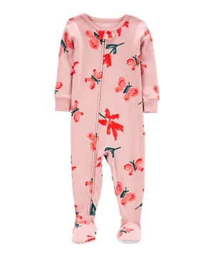Carter's 1-Piece Butterfly 100% Snug Fit Cotton Footie Sleepsuit - Pink