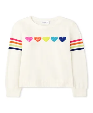 The Children's Place Heart Sequin Sweater - White