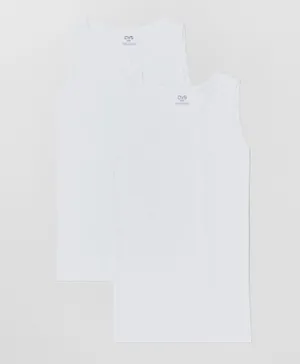 OVS 2 Pack Round Neck Solid Vests - Bright White