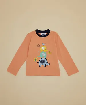 R&B Kids Elephants Graphic T-Shirt - Peach