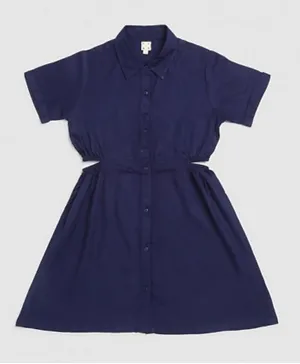 Neon Short Sleeves Casual Dress - Blue