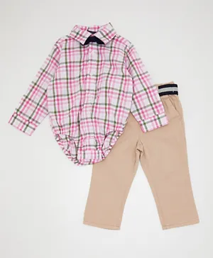 The Children's Place Checked Shirt Bodysuit with Pants Set - Multicolor