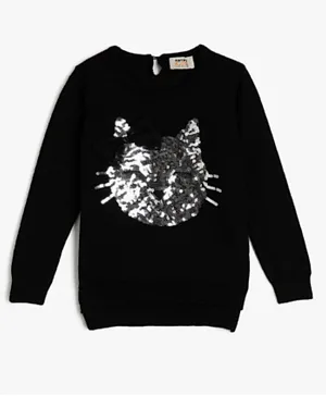 Koton Cat Embellished Sweater - Black