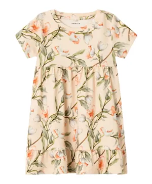 Name It All Over Printed Floral Dress - Beige