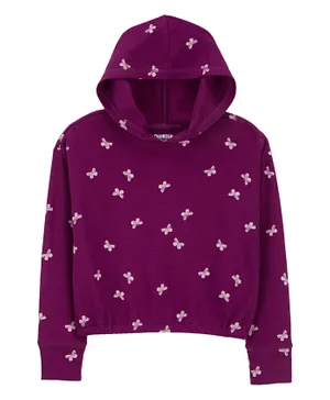 Carter's Butterfly Print Pullover Thermal Hoodie - Maroon