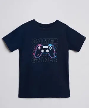 The Souled Store Originals: Gamer T-Shirt - Navy Blue