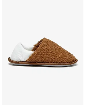 LBL by Shoexpress Textured Slip-On Bedroom Shoes - Brown/White