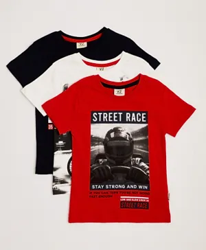 Victor and Jane 3Pack Street Race Graphic T-Shirts - Multicolor