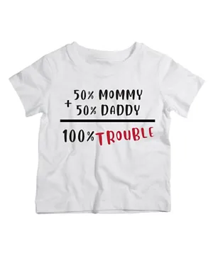 Twinkle Hands 50 Percent Mom 50 percent Dad T-Shirt - White