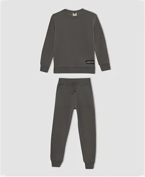 DeFacto Regular Fit Sweatshirt with Joggers Set - Grey