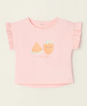 Zippy Watermelon & Strawberry Graphic Cotton T-shirt - Pink