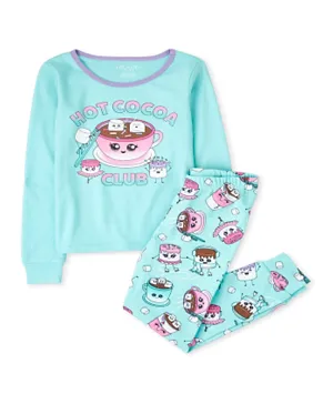 The Children's Place 2Pc Hot Cocoa Printed Nightsuit - Soft Marine
