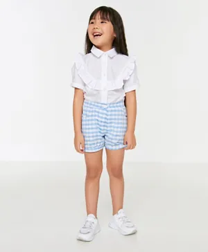 Trendyol Checked Muslin Shorts - Clear Blue
