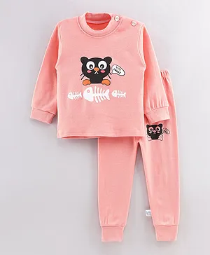 Lamar Baby Print Cat Long-Sleeve Pajama Set - Pink