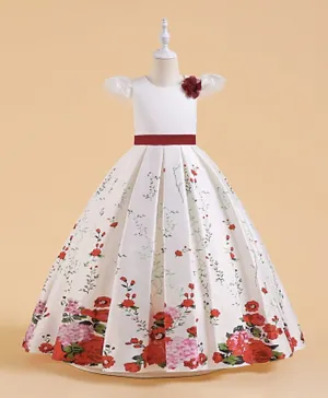 Babyqlo Flower Applique Party Dress - White