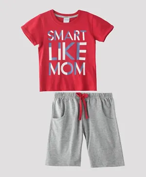 Genius Smart Like Mom T-Shirt With Bermuda Set - Maroon